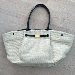Demellier raffia tote.